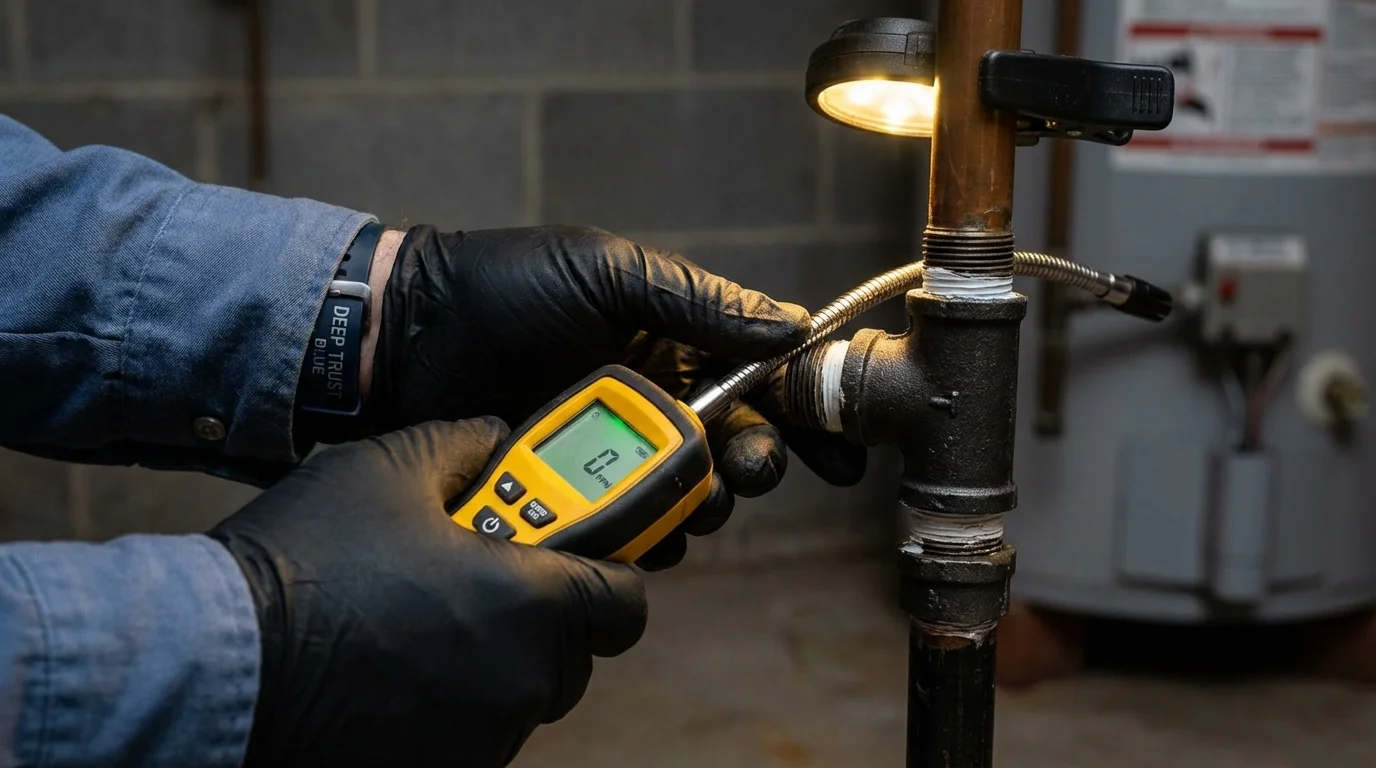 Gas leak detection with electronic sniffer by Johns Plumbing LLC in Hamilton